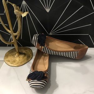 (Gianni Bini) Navy and White Striped Ballet Flats